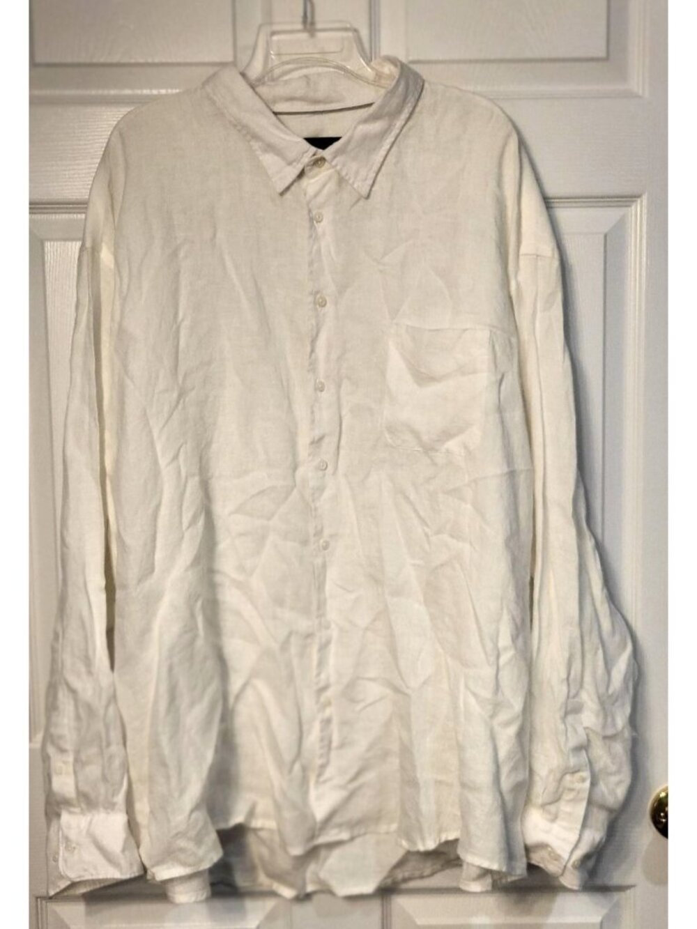 Mens Jos A Bank Reserve White 100% Linen Button Up Shirt 3X Long Sleeve Pocket